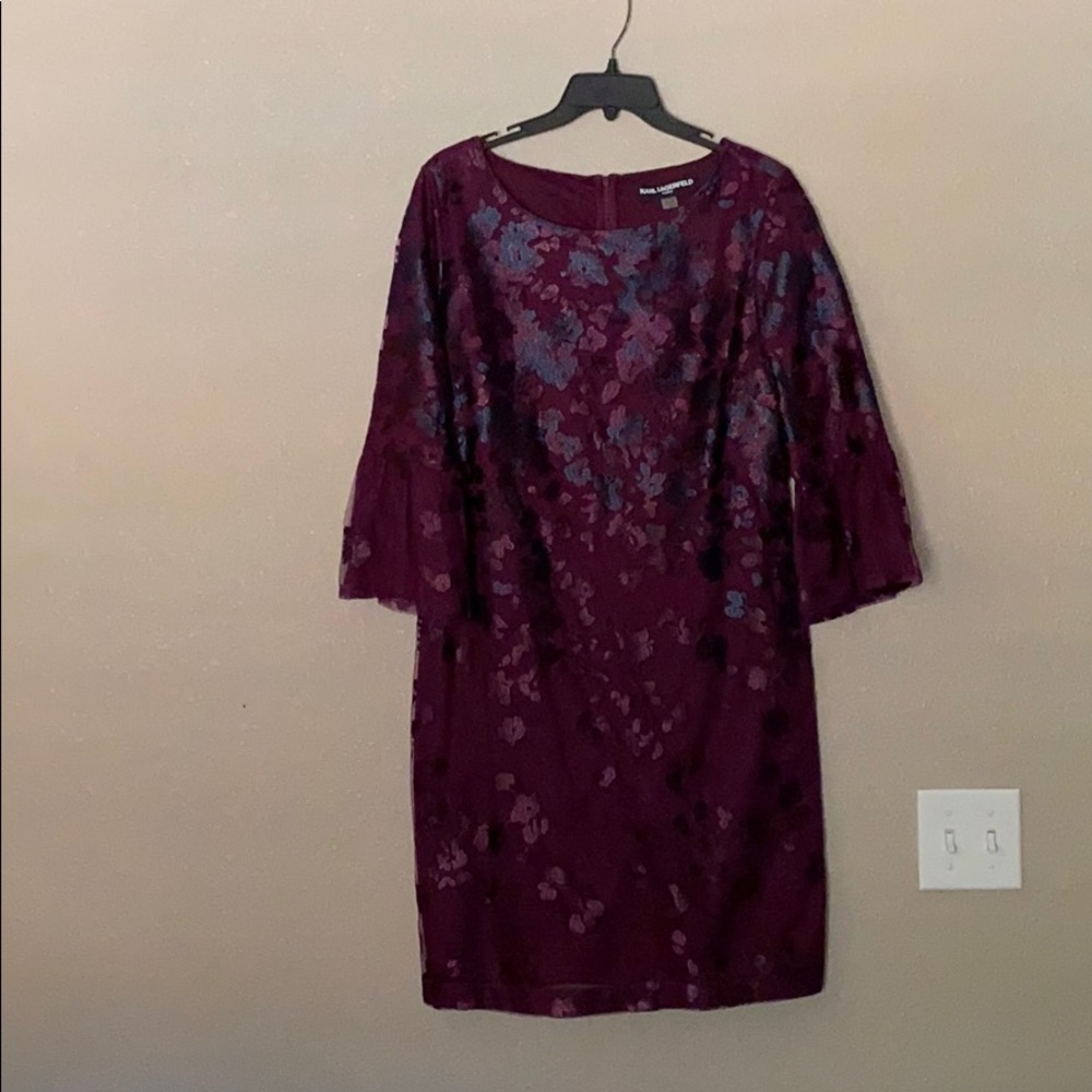 Burgundy and black embroidered dress